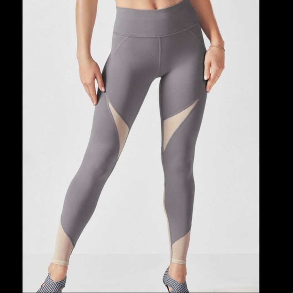 Fabletics Gray Ivory High Waisted Leggings Size S